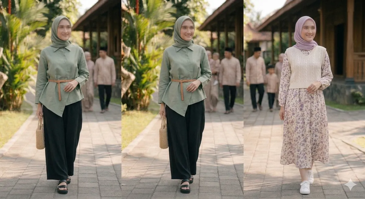 Blus Asimetris dan Midi Dress (Sumber: Gemini AI)