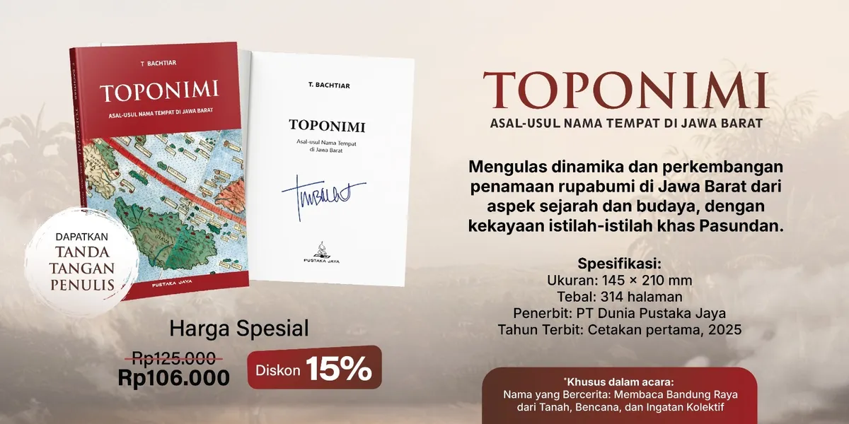 Buku terbaru karya Bachtiar berjudul "TOPONIMI: Asal-usul Nama Tempat di Jawa Barat." (Sumber: Istimewa | Foto: istimewa)