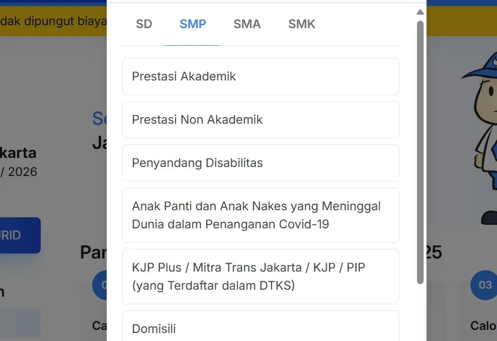 Begini Kentuan dan Cara Memilih Sekolah SPMB Jakarta 2025 tahap 1 secara Online