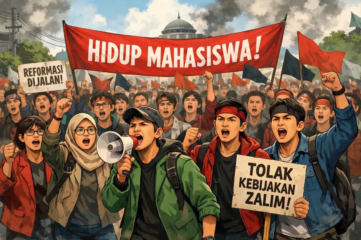 Ilustrasi. Demo Mahasiswa di DKI Jakarta (Sumber: Generate by AI | Foto: Generate by AI)