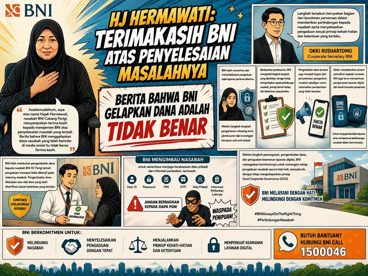 Bantah Isu Miring di Medsos! BNI Buktikan Integritas Lewat Pengembalian Dana Hermawati