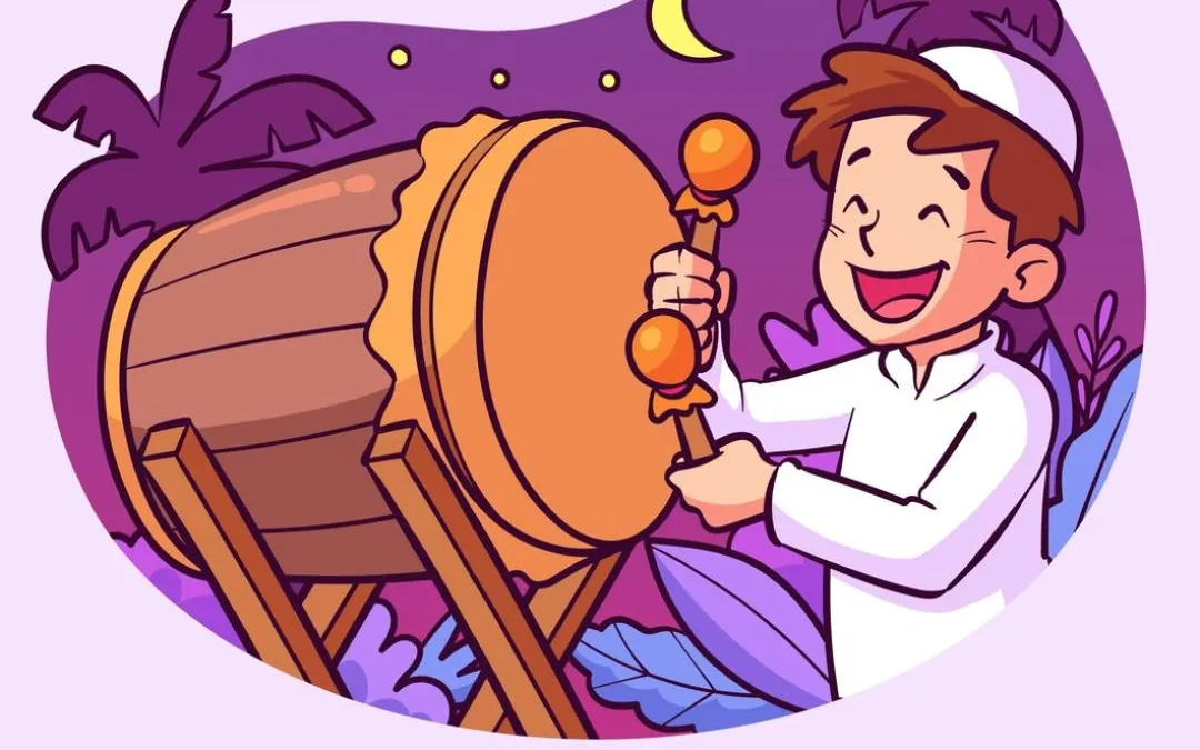 Ilustrasi takbiran Idul Fitri.