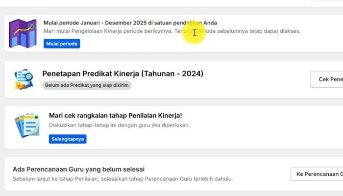 Dengan terbukanya pengelolaan kinerja guru di PMM ini berarti sudah dimulai prosesnya untuk satu tahun penuh.