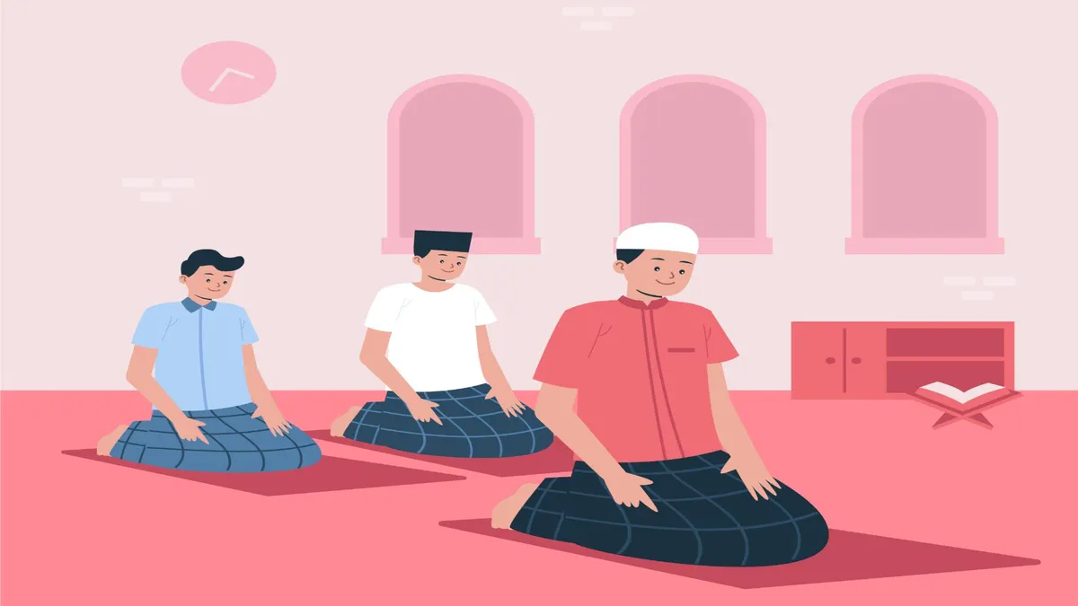 Ilustrasi niat salat Idul Adha beserta tata caranya. 