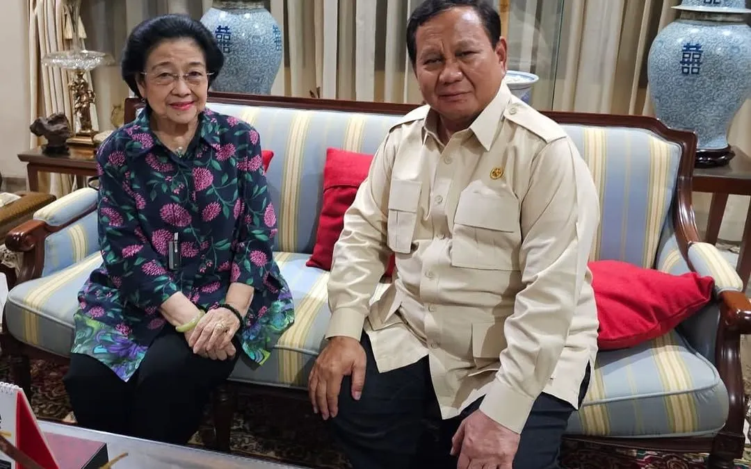 Pertemuan Megawati (kiri) dan Presiden Prabowo (kanan) di Teuku Umar.