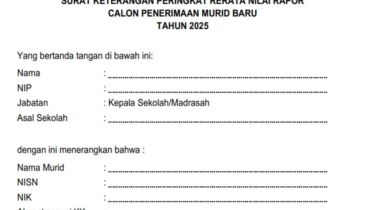 Ilustrasi. Berikut adalah link download surat keterangan peringkat rerata nilai rapor untuk prapendaftaran SPMB Jakarta 2025.