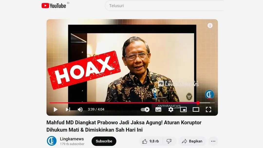 Kabar Mahfud MD Diangkat Jadi Jaksa Agung Hoax