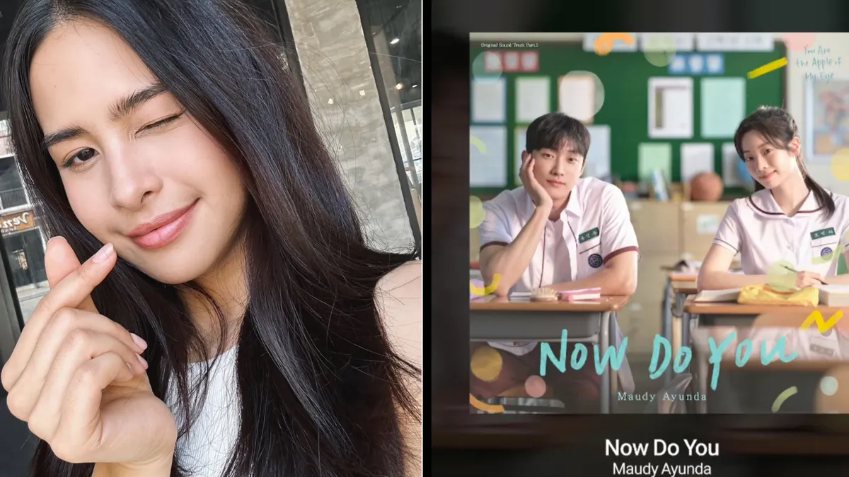 Illustrasi. Maudy Ayunda Isi Soundtrack Film Korea You Are the Apple of My Eye dari Dahyun Twice dan Jinyoung 