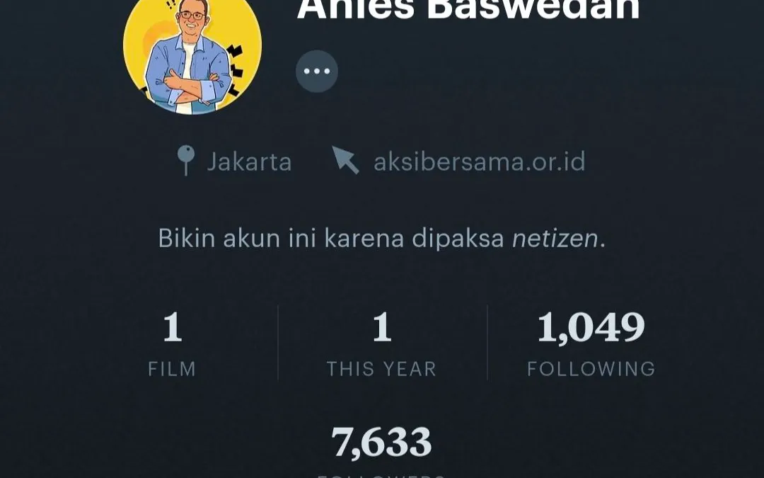Mantan Gubernur DKI Jakarta Anies Baswedan baru-baru ini menjadi sorotan, setelah ia membuat akun Letterboxd,