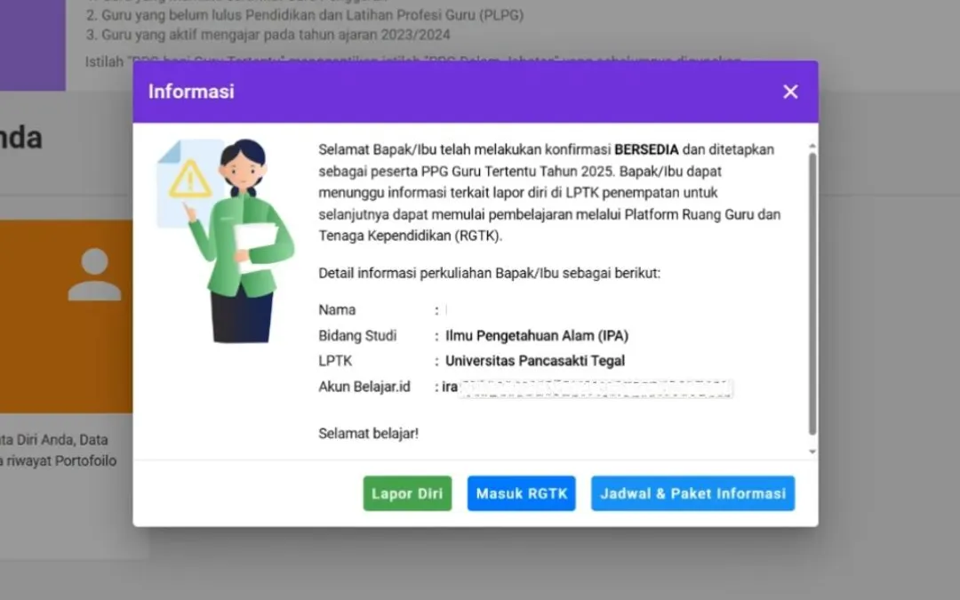 Llustrasi. agi para peserta Pendidikan Profesi Guru Dalam Jabatan (PPG Daljab) tahun 2025, proses lapor diri ke LPTK menjadi tahap penting yang tidak boleh terlewatkan.