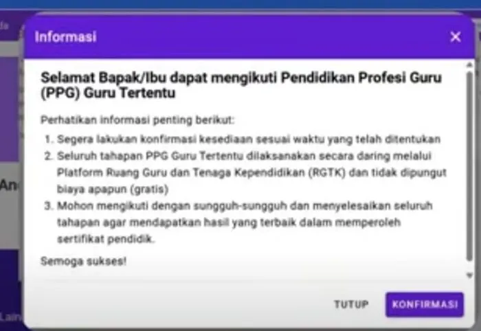 Pengumuman resmi pemanggilan peserta Pendidikan Profesi Guru (PPG) Guru Tertentu 2025 telah dimulai sejak 8 Mei 2025