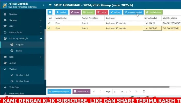Banyak operator sekolah menghadapi kendala dalam pengelolaan rombongan belajar (rombel) di aplikasi Dapodik 2025.b.