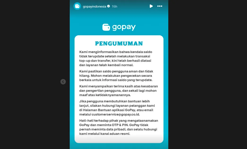 Sempat alami gangguan untuk melakukan top up GoPay pada Senin 4 Agustus 2025 kemarin. 