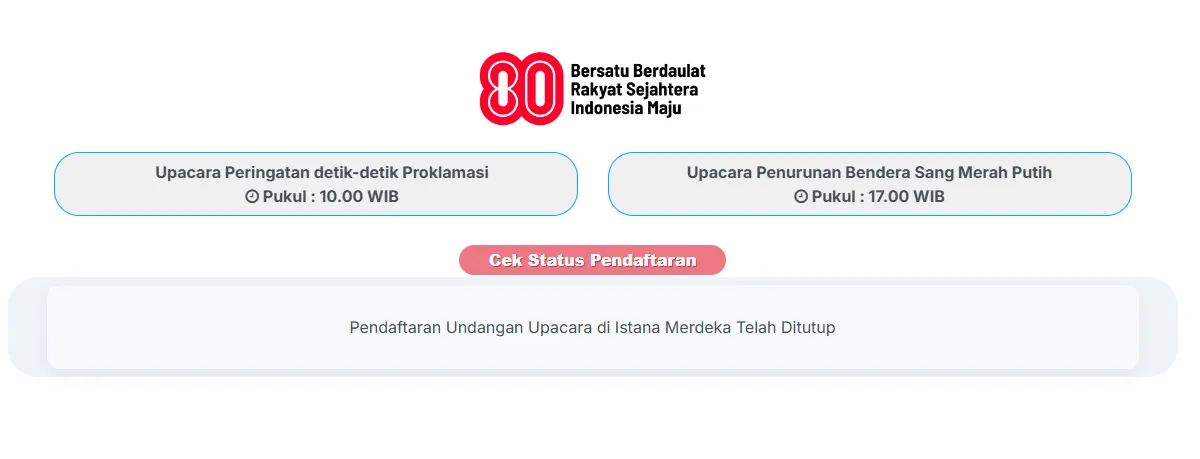 Telah menjadi agenda tahunan,Upacara pengibaran merah-putih dalam rangka perayaan Hari Kemerdekaan Indonesia ke-80 akan digelar di Istana Negara, Jakarta.