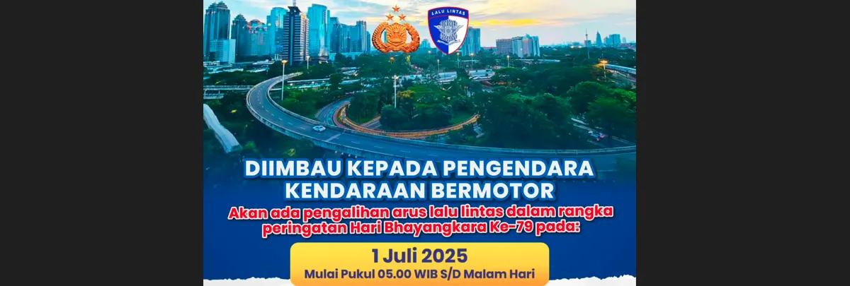 Hati-hati terjebak macet di HUT Bhayangkara ke-79 tahun 2025 pada 1 Juli, 9 ruas titik kemacetan masyarakat diimbau pakai transportasi umum
