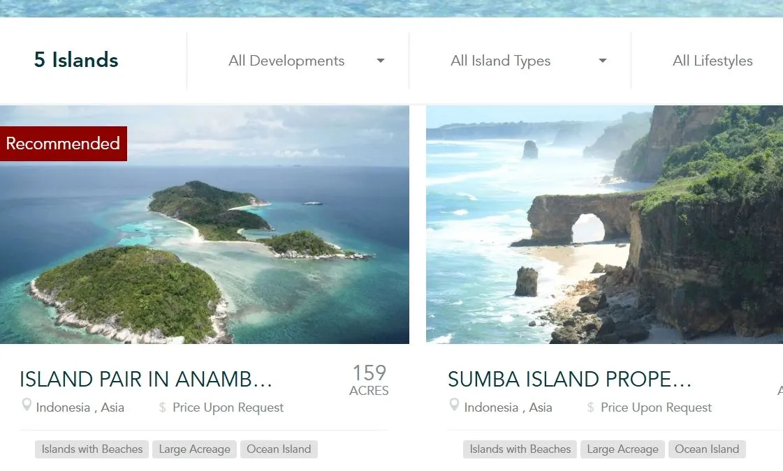 publik dihebohkan dengan penjualan lima pulau di Indonesia di salah satu website penjualan Internasional.