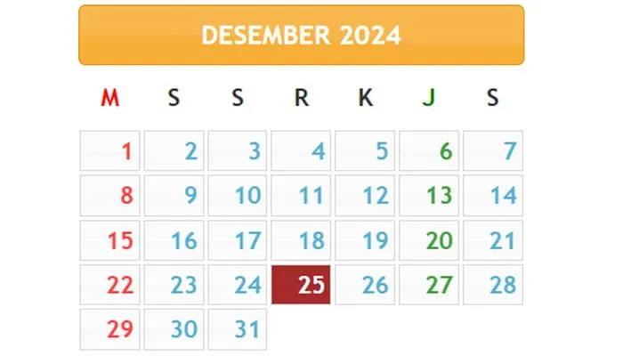 Ilustrasi. Kalender Jadwal Libur Sekolah