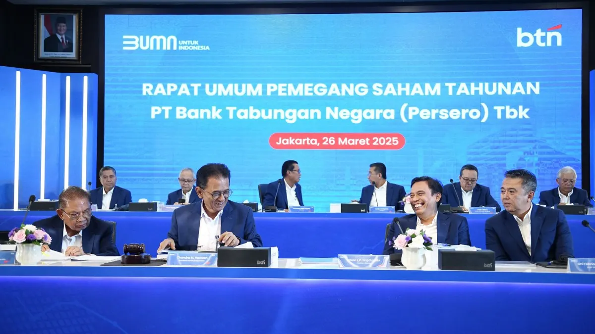 Rapat Umum Pemegang Saham Tahunan PT Bank Tabungan Negara di Menara I BTN, Harmoni, Jakarta Pusat, Rabu (26/3).
