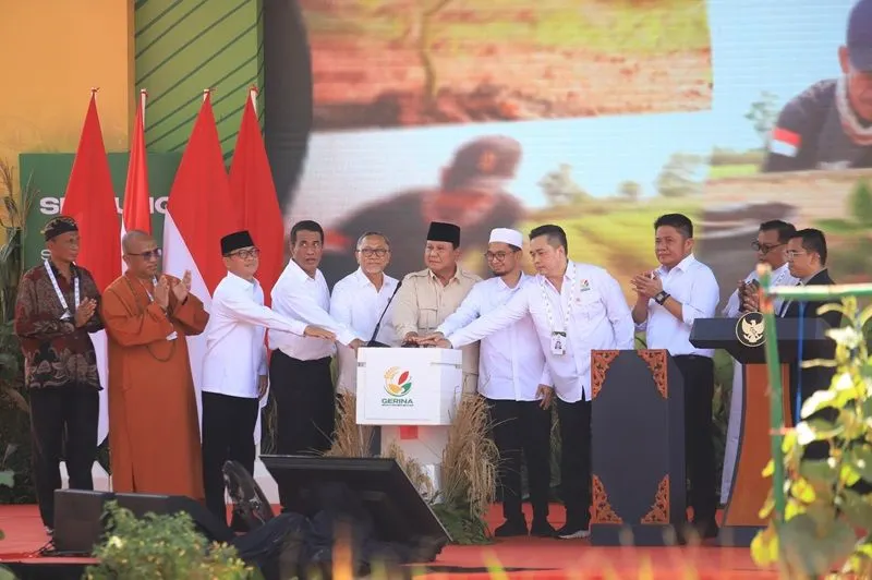 Presiden Republik Indonesia (RI) Prabowo Subianto meresmikan Gerakan Indonesia Menanam (GERINA) di Kabupaten Banyuasin.