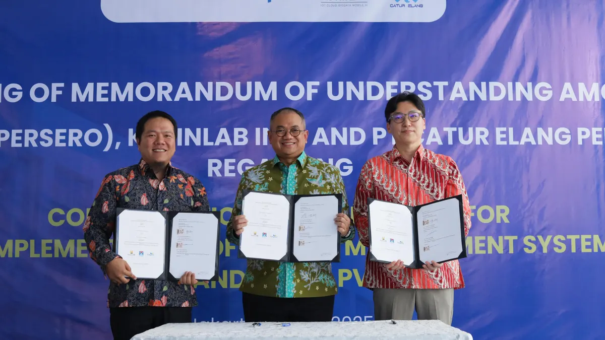 Penandatanganan MoU Taspen dengan KevinLAB Inc. perusahaan asal Korea dan PT Catur Elang Perkasa di Kantor TASPEN Cabang Jakarta I Jakarta Selatan, Kamis (12/6)