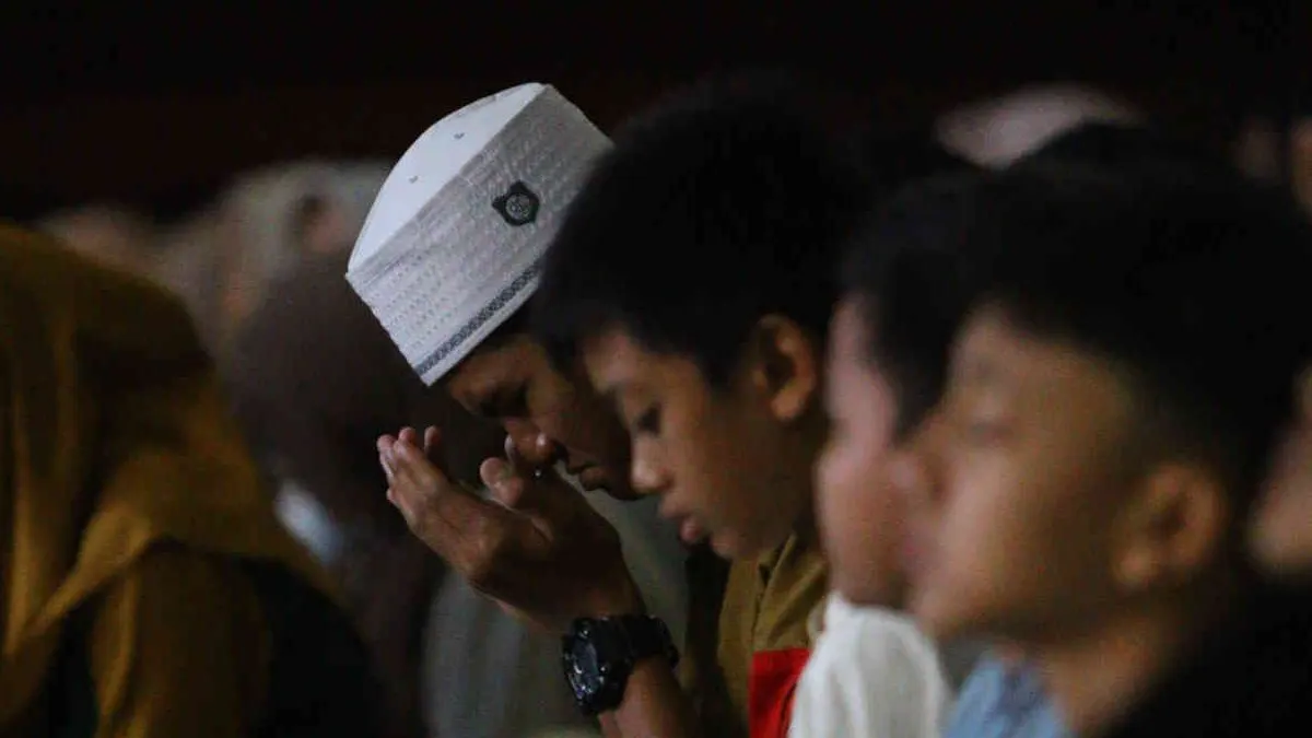 Sejumlah pelajar mengikuti Pesantren Kilat (Sanlat) Ramadan Baznas Jabar 1445 H di Balai Asri Pusdai Jabar, Kota Bandung