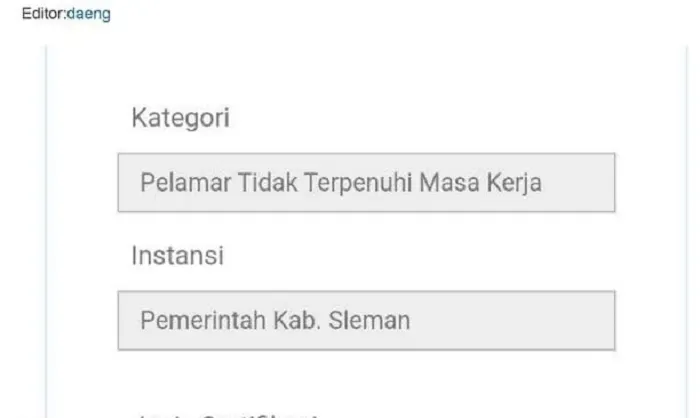Memasuki pendaftaran seleksi PPPK periode 2 tahun 2024, banyak pelamar yang mengeluh tentang munculnya keterangan tidak memenuhi masa kerja.
