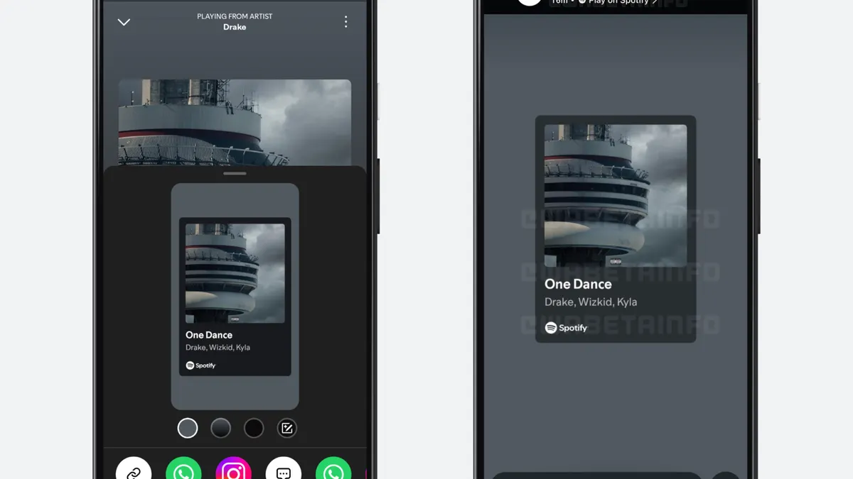 Fitur berbagi musik dari Spotify ke status WhatsApp.