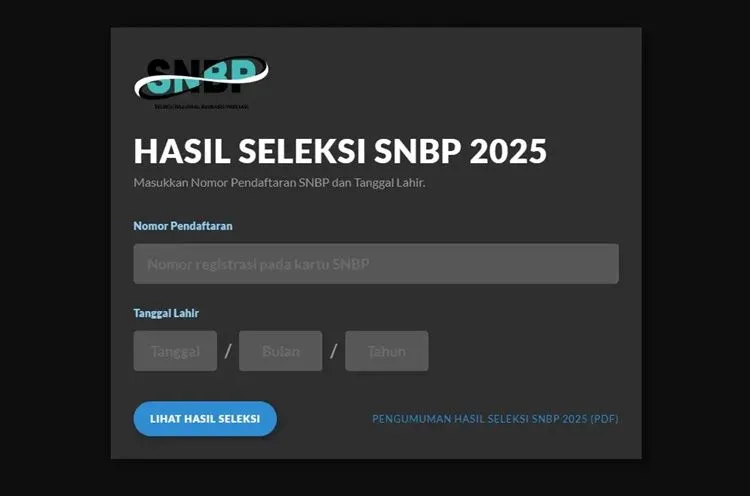 Peserta dapat cek pengumuman SNBP 2025 pada link https://pengumuman-snbp.snpmb.id/ dengan memasukkan nomor pendaftaran dan tanggal lahir.