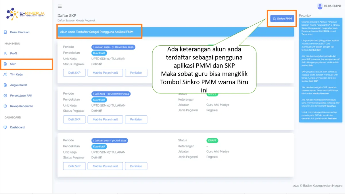 Sinkronisasi data penilaian akhir dari PMM ke BKN Performance.