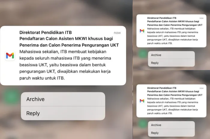 Email dari ITB soal kebijakan baru UKT 