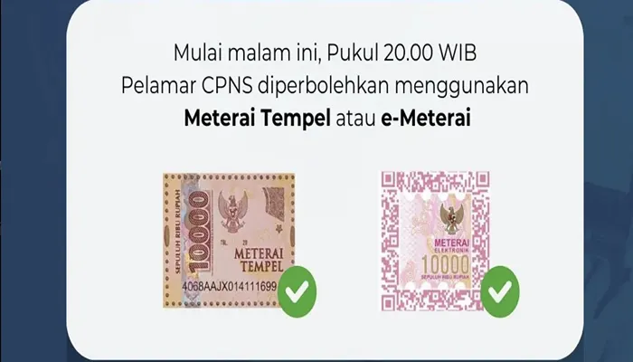 Pelamar CPNS 2024 Sudah Boleh Pakai Meterai Tempel dan E-Meterai