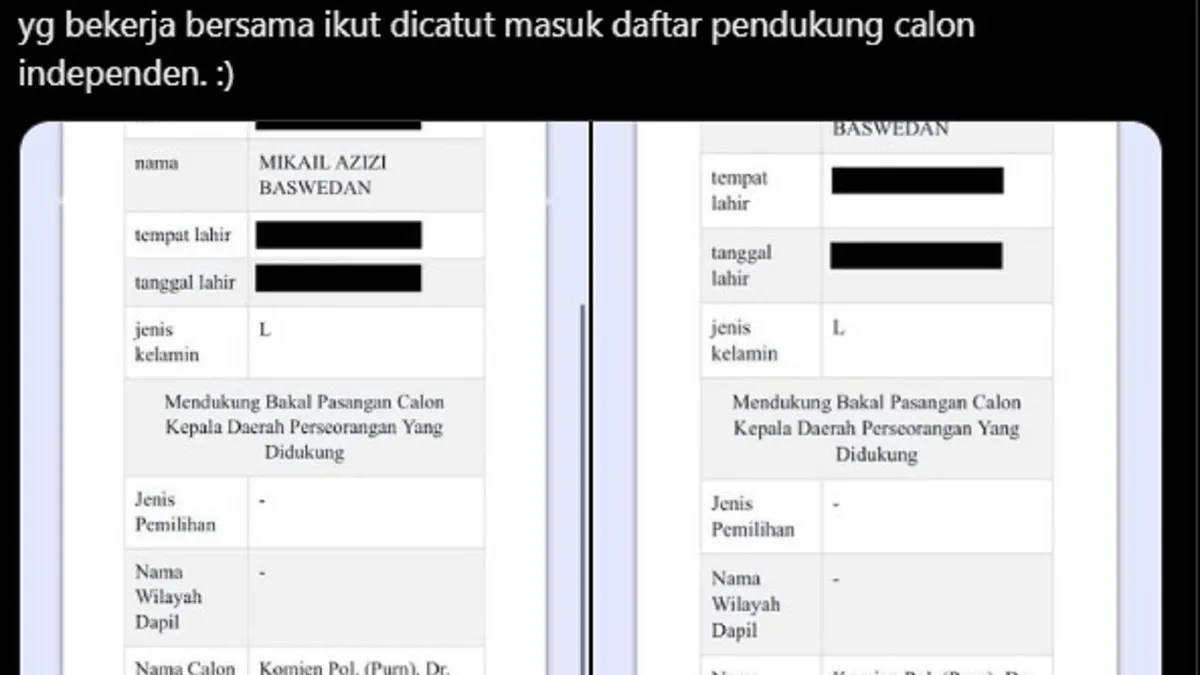 Dalam cuitannya, Anies menulis, &quot;Alhamdulillah, KTP saya aman. Tapi KTP dua anak, adik, juga sebagian tim yg bekerja bersama ikut dicatut masuk daftar pendukung calon independen. :)&quot;