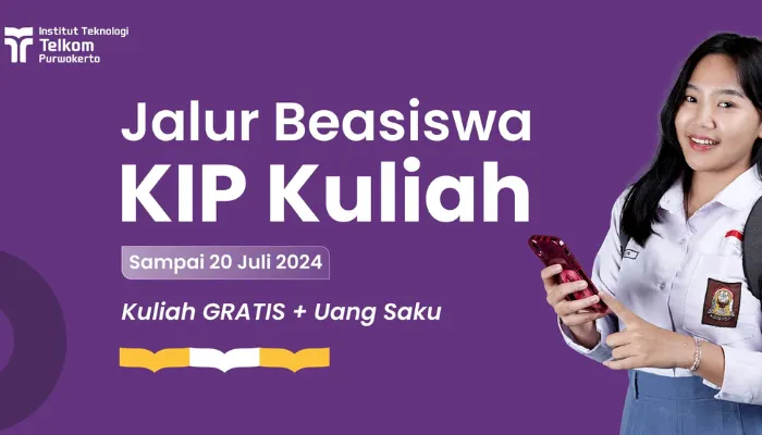 Institut Teknologi Telkom Purwokerto (ITTP) membuka kesempatan bagi siswa berpotensi untuk mendapatkan Beasiswa KIP Kuliah.