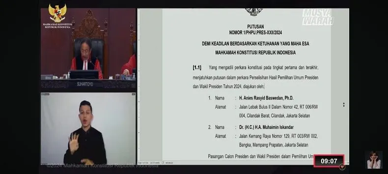 Hasil putusan MK terkait gugatan sengketa Pilpres 2024
