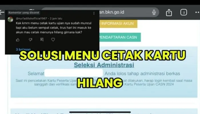 Solusi Menu Cetak Kartu Ujian SKD CPNS 2024 yang Menghilang