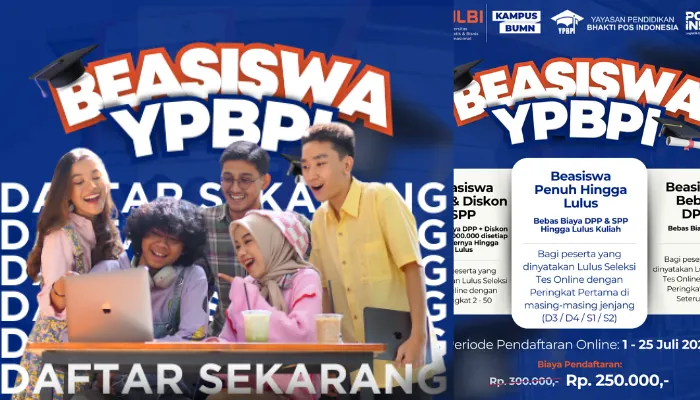 Para mahasiswa baru yang ingin berkuliah di YPBPI untuk meraih beasiswa, bisa ikut mendaftar melalui program seleksi online.