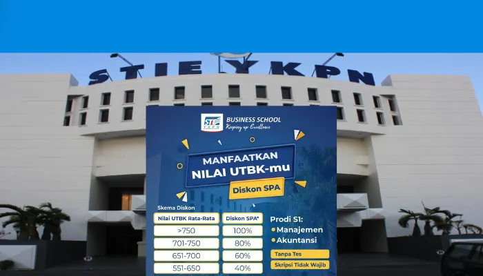Penerimaan mahasiswa baru dengan jalur nilai UTBK&nbsp;di STIE YKPN Business School Yogyakarta resmi dibuka sampai dengan 2 September 2024.