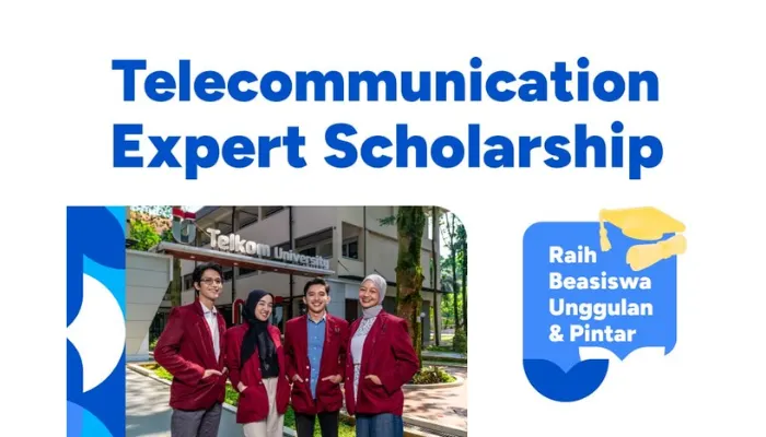 Telecommunication Expert Scholarship Telkom University menawarkan beasiswa unggulan dengan bebas biaya pendidikan hingga lulus untuk program studi telekomunikasi di seluruh kampus Telkom University.