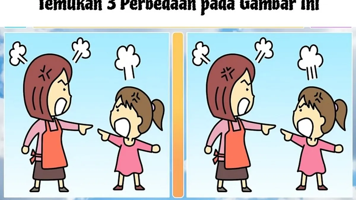 Ada 3 perbedaan di antara dua gambar yang memperlihatkan seorang seorang ibu dan anak yang tampak bertengkar, bisakah kamu menemukannya