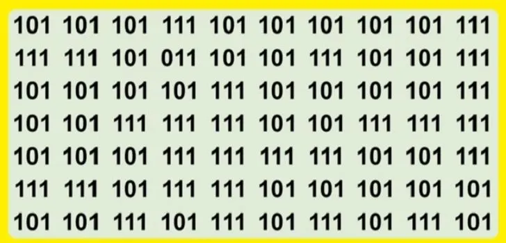Apakah kamu bisa menemukan kombinasi angka yang berbeda dari deretan 101 dan 111 dalam 5 detik saja Jawablah secara teliti.