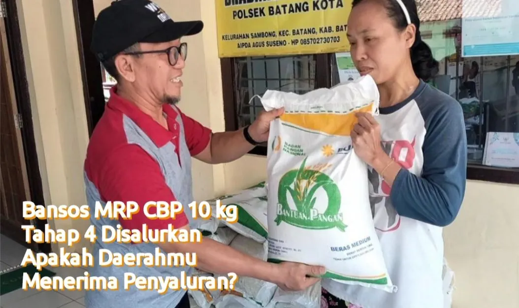 Bansos mitigasi rawan pangan atau MRP yaitu Cadangan Beras Pemerintah 10 kg disalurkan masih untuk tahap 4 periode salur bulan April 2024.