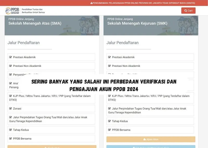 Perbedaan Verifikasi dan Pengajuan Akun PPDB 2024