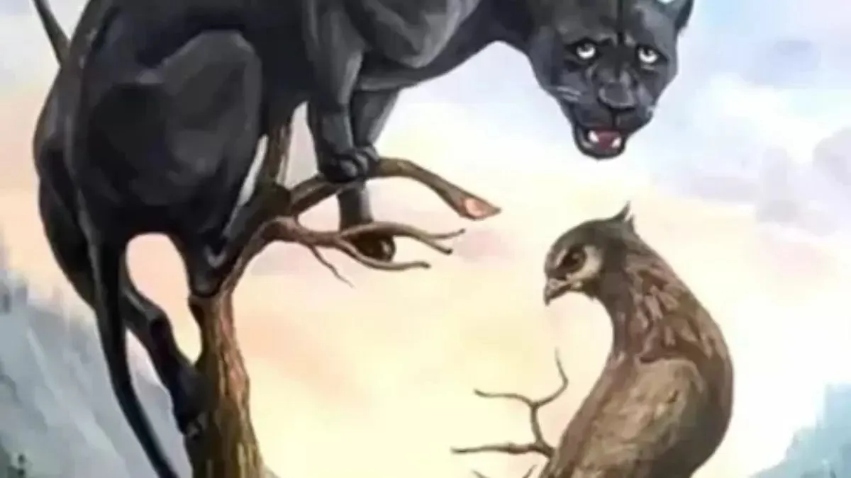 Coba lihat gambar soal tes kepribadian, lalu jawab apa yang terlintas dalam mata kamu Apakah macan kumbang dan burung, atau wanita.
