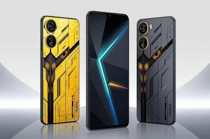 HP Nubia Neo 5G memiliki warna kuning yang cerah dan memiliki beberapa detail yang membuatnya terlihat seperti HP gaming.