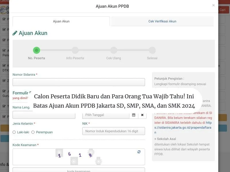 Batas Ajuan Akun PPDB Jakarta SD, SMP, SMA, dan SMK 2024