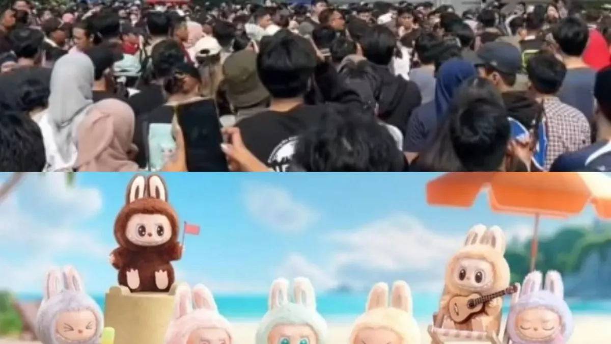 Rela berdesakan hanya untuk antre beli Boneka Labubu