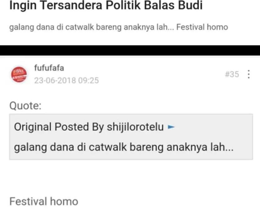 Salah satu postingan akun fufufafa diduga milik Gibran Rakabuming Raka