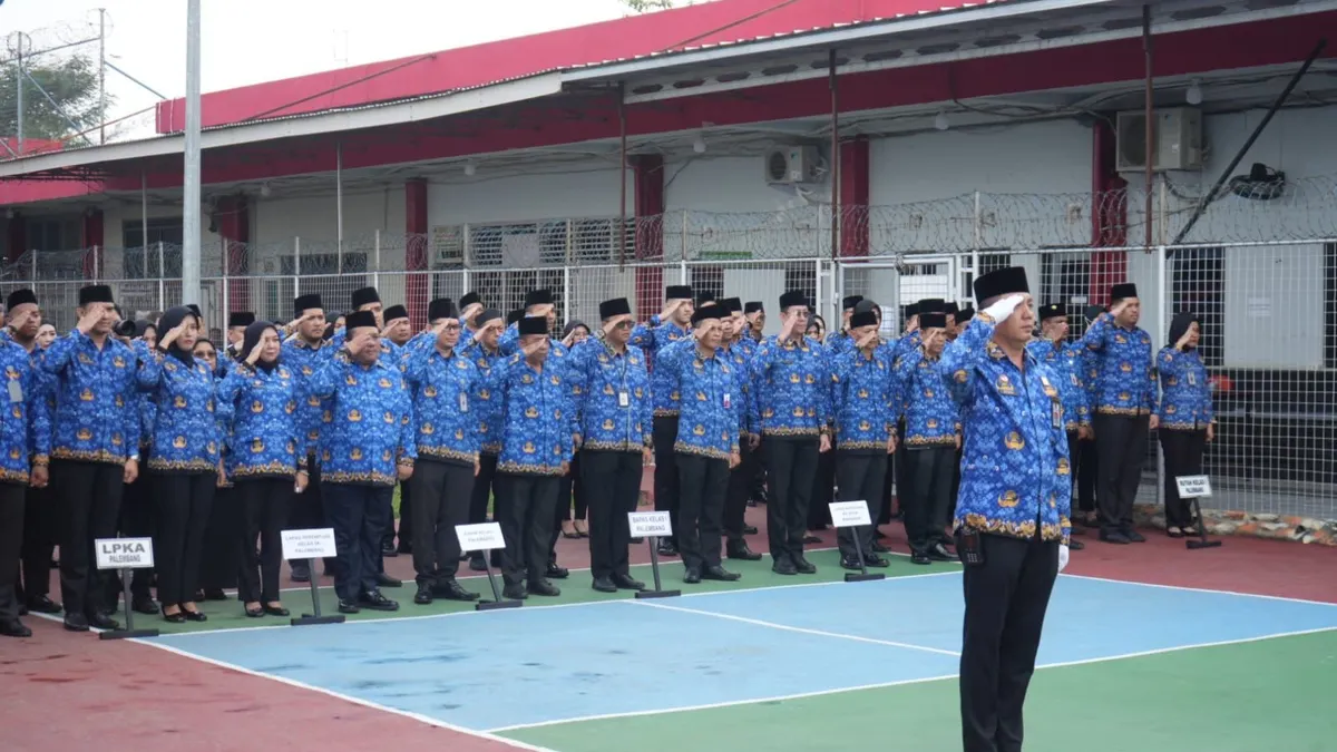 Upacara Peringatan Hari Kebangkitan Nasional (Harkitnas) Ke-116 Tahun 2024 di Kemenkumham Sumsel.