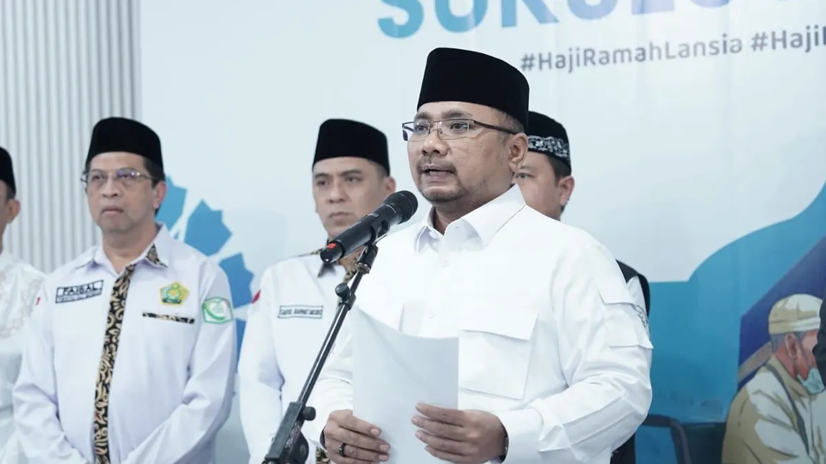 Menag Gus Yaqut menyampaikan laporan akhir terkait Haji 2024. 
