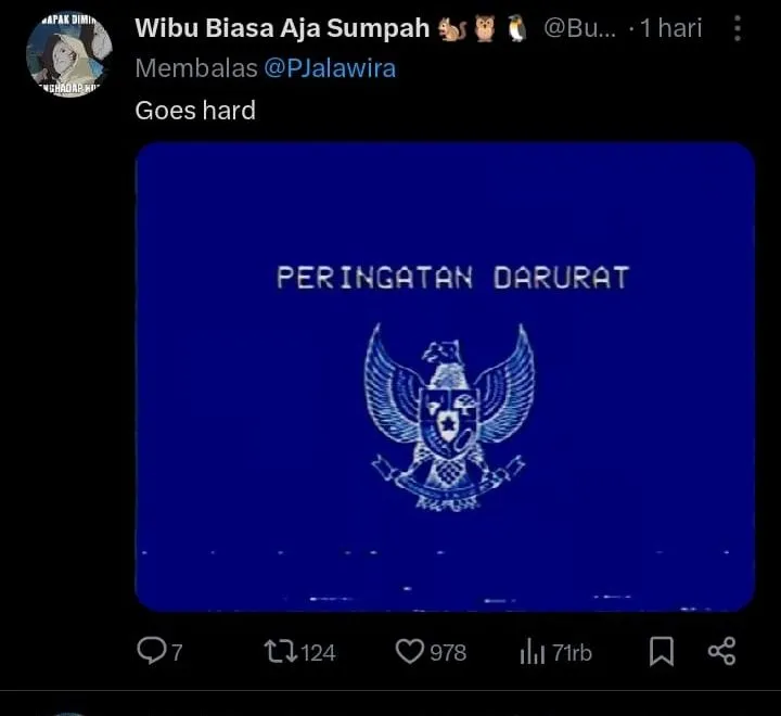Akun Pertama Yang Mengunggah Garuda Pancasila 'Peringatan Darurat'